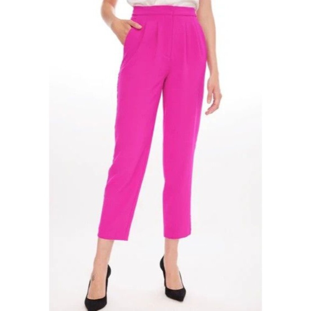 Generation Love Ellen Tuxedo Crepe Pants Pleated Front Trousers HOT PINK 10 NWT